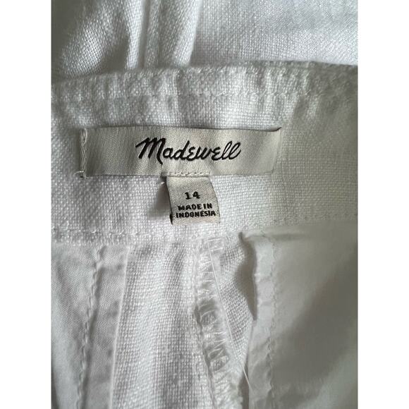 NWT Madewell Women's Clean Button-Tab Shorts in 100% Linen Eyelet White Size 14 - Picture 9 of 14